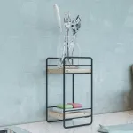 Etajeră de masă Pargas cu 2 polițe, metal și lemn, 26x14x13 cm