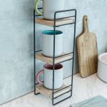 Etajeră de masă Pargas cu 3 polițe, metal și lemn, 43x14x13 cm