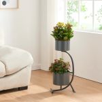 Blumenständer Almelo 63x29x21cm Metall Schwarz [en.casa]