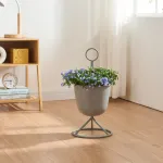 Suport pentru flori cu ghiveci integrat Alphen, metal gri, 48x23 cm