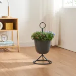 Suport pentru flori Alphen cu ghiveci integrat, 48x23 cm, negru