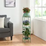 Suport pentru flori Altena din metal verde cu ghiveci, 94,5x27x27 cm