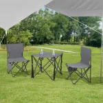 Set mobilier camping pliabil 3 piese Banz, gri, cu 2 scaune si masa