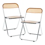 Set 2 scaune pliabile Pornainen transparente portocalii [en.casa]