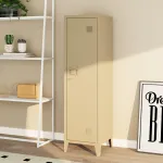 Dulap vestiar metalic Kurikka cu 1 usa, bej camel, 137x38x38 cm