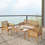 Set mobilier de grădină Candela, 4 piese, lemn de acacia