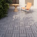 Set 10 pardoseli deck din lemn acacia gri, montaj click, 30 x 30 cm