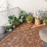 Set 10 dale deck din lemn de acacia Alliste, 30 x 30 cm, natur