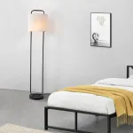 Lampadar Meløy negru/alb cu abajur textil, 162 cm, [lux.pro]