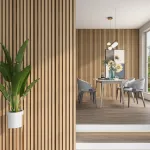 Set 5 panouri decorative 3D Borger, 195x30 cm, stejar deschis