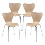 Set 4 scaune dining Essunga din lemn natur și metal cromat