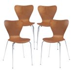 Esszimmerstuhl Essunga 4er Set Walnussoptik/Chromfarben [en.casa]