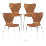 Set 4 scaune dining Essunga, aspect nuc si picioare cromate