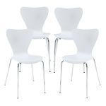Esszimmerstuhl Essunga 4er Set Weiß mit Chromfarben [en.casa]