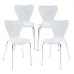 Set 4 scaune dining Essunga albe, stivuibile, cu picioare cromate