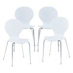 Esszimmerstuhl Etne 4er Set Weiß mit Chromfarben [en.casa]
