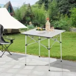 Masă pliabilă din aluminiu Castilenti 70x70x70 cm, argintie