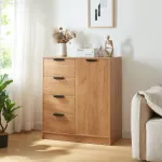 Comodă Varkaus cu 4 sertare și ușă, finisaj stejar, 90x80x40 cm