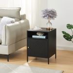 Noptieră metalică Janakkala neagră 55x40x40 cm cu ușă și raft