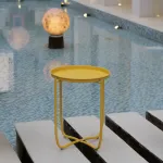 Măsuță tip tavă Sandefjord din oțel, galbenă, 53x40 cm, [en.casa]