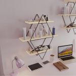 Wandregal Heinävesi 65x60x15 cm Schwarz [en.casa]