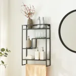 Raft de perete Uurainen cu 4 polițe și bară prosop, negru