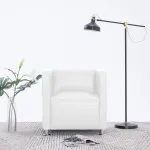 Fotoliu cub, alb, piele ecologică GartenMobel Dekor