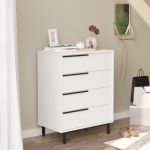 Kommode Vesanto 95x75x45 cm 4 Schubladen Weiß [en.casa]