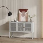 Sideboard Sund mit 3 Türen Stahl Grau [en.casa]