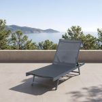 Șezlong de grădină Baragiano, reglabil, aluminiu, gri închis, 197 cm