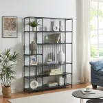 Bibliotecă metalică Rælingen cu 10 polițe, 180x120x33 cm, negru