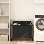 Coș de sortare rufe cu 4 saci, negru, gri GartenMobel Dekor
