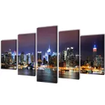Set de tablouri pânză, colorat, imprimeu New York Skyline, 100x50 cm GartenMobel Dekor