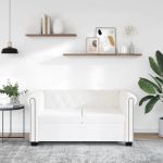 Canapea Chesterfield cu 2 locuri, piele artificială, alb  GartenMobel Dekor