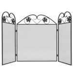 Ecran de șemineu cu 3 panouri, negru, fier GartenMobel Dekor