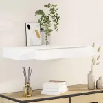 Raft de perete suspendat, 1 sertar, depozitare cărți/DVD, alb, MDF GartenMobel Dekor