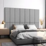 Set 2 panouri tapițate de perete Carpino, 90x30 cm, gri deschis