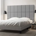 Set 3 panouri tapițate de perete Carpino, textil, 60x30 cm, gri deschis