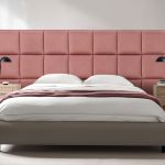 Set 4 panouri tapițate de perete Carpino, catifea roz 30x30 cm