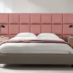 Set 4 panouri tapițate de perete Carpino, catifea roz 30x30 cm