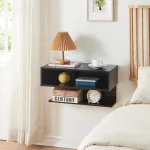 Raft de perete Gauldal, negru, 57 x 30 x 32 cm, [en.casa]