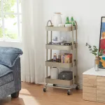 Cărucior de bucătărie Pyhäntä cu 4 niveluri și roți, camel