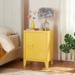 Nachtschrank Inari Türgriff links Stahl Gelb [en.casa]