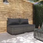 Set mobilier de grădină cu perne, 2 piese, gri, poliratan GartenMobel Dekor