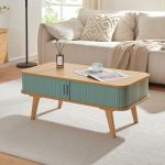 Couchtisch Tysvær 100x50x40 cm Bambus/Blau [en.casa]