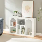 Comodă tip sideboard albă cu 6 compartimente deschise, 110x30x70 cm