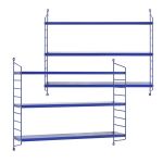 Set 2 rafturi de perete modulare albastre din oțel, 3 polițe