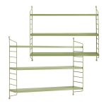 Set 2 rafturi de perete modulare verzi cu 3 polițe, Strängnäs