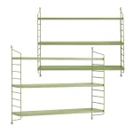 Set 2 rafturi de perete modulare verzi cu 3 polițe, Strängnäs