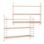 Set 2 rafturi de perete modulare Strängnäs, roz bej, 3 polițe